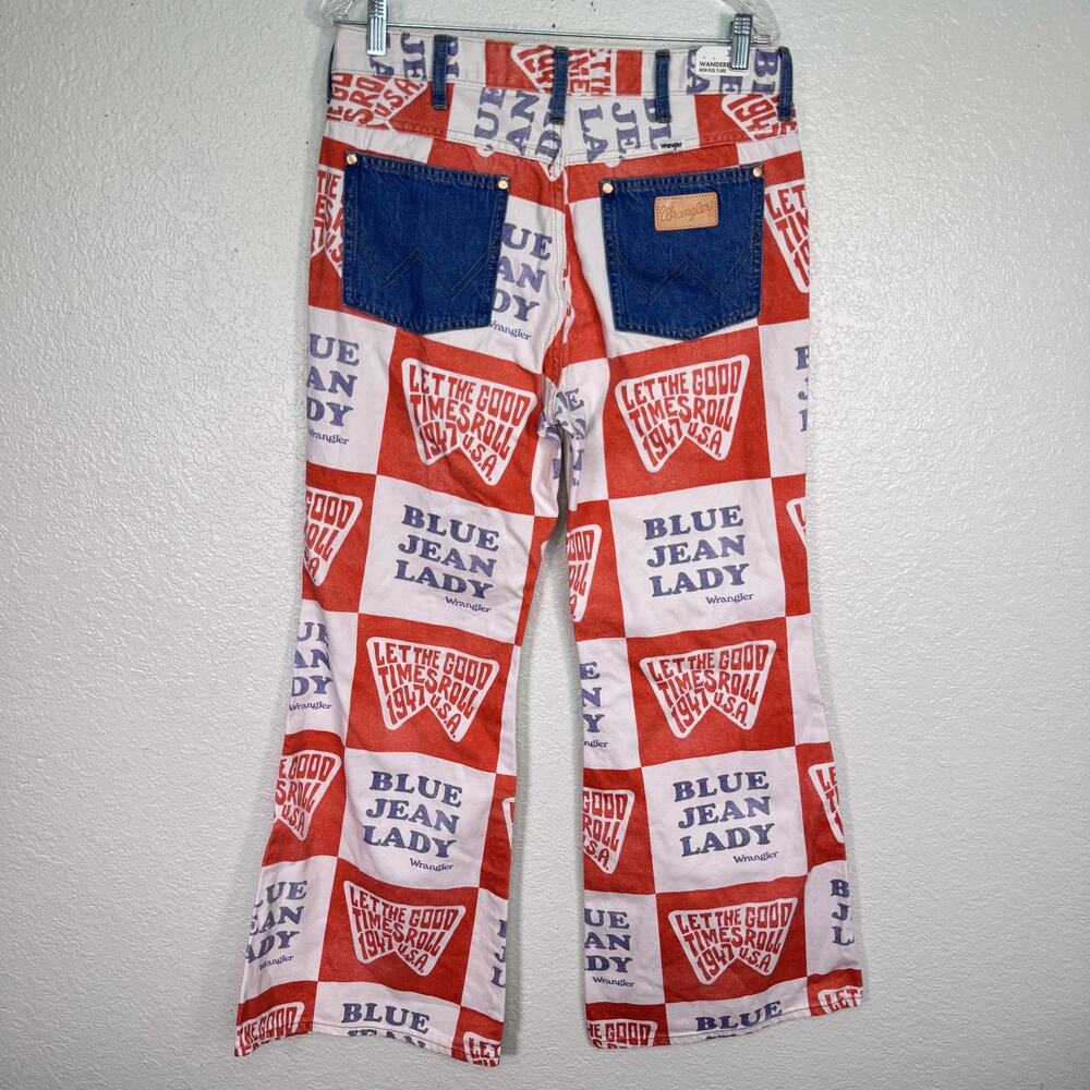 Wrangler High Rise Women’s Jeans - Red, White, Blue Patch Print